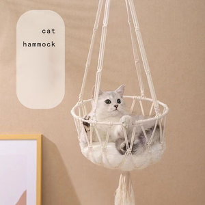 <span class=keywords><strong>Hamac</strong></span> pour <span class=keywords><strong>chat</strong></span> en macramé fait à la main lit suspendu pour animaux de compagnie balançoire de style bohème avec kit de montage pour chats - Product Image 2