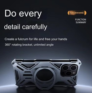 Nouveauté 2026 : Coque de téléphone en alliage d'aluminium sans cadre, support rotatif à 360° de luxe pour iPhone 16, 15, 14, 17 Pro Max <span class=keywords><strong>9A</strong></span> - Product Image 6