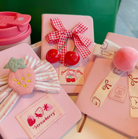Cuaderno de Frutas de Dibujos Animados Adorable para Estudiantes, Diario Espiral de PU con Temática de Fresa y Melocotón para Chicas