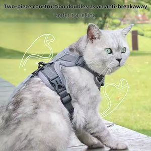 Dapat diatur mode baru kucing anak anjing berjalan luar ruangan Harness melarikan diri tahan rompi LED dengan tombol penutup kabel mewah Set penuntun - Product Image 2
