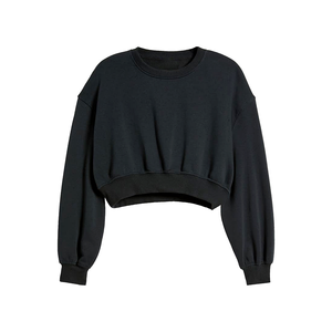 Sudadera corta Lisa para mujer, moda informal, hombros caídos de alta calidad, ropa de manga larga, sudaderas femeninas para exteriores - Product Image 1