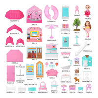 Ensemble de maison de jeu rose pour filles, modèle de mini-villa pour jeu de rôle pour enfants avec meubles et accessoires, jouet en plastique