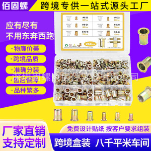 Rivet Nuts Set 260Pcs Inch <b>Thread</b> <b>Inserts</b> Socket Drive Color Zinc Plated Carbon Steel Fully Threaded Unc Metric Boxed Kit - Product Image 1