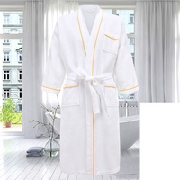Peignoir Haute Qualité Grande Taille Hommes Femmes Blanc 100% Coton Peigné Gaufré Hôtel Peignoir