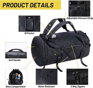 Free Sample Custom Carbon Lined Polyester Smell Proof <b>Duffle</b> <b>Bag</b> Backpack with Zipper Closure <b>Large</b> Capacity - Product Image 6