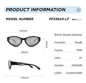 Lunettes de soleil polarisées œil de chat tendance pour femmes, personnalisables, unisexe, pour hommes, noires, marron, de créateur, de luxe, collection 2026 - Product Image 3