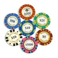 Marqueurs de balle de golf en gros, jetons de poker personnalisés en céramique, ABS, métal ou argile, style Casino Monte Carlo 40mm, avec logo personnalisé
