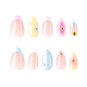 <span class=keywords><strong>Uñas</strong></span> Postizas <span class=keywords><strong>de</strong></span> Alta Calidad al por Mayor, Diseños <span class=keywords><strong>de</strong></span> <span class=keywords><strong>Uñas</strong></span> Francesas en Rosa, <span class=keywords><strong>Amarillo</strong></span> y Azul - Product Image 4