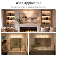 Applique murale LED de luxe à 4 lumières en verre transparent doré, certifiée ETL, IP44, pour hôtel, appartement, au-dessus du miroir