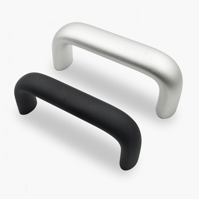 LS517 Modern U Type Tubular Handle with M6 Threaded Hole Black and Silver Aluminium Alloy for Cabinets