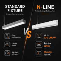 Système de rail linéaire LED en aluminium 170lm/W, éclairage modulaire à connexion sans couture, indice de protection IP54, garantie 5 ans, contrôle DALI2 pour