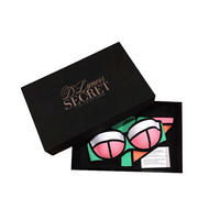 Caja de Embalaje de Cartón con Logotipo Personalizado para Lencería Sexy y Pijamas, Color Negro y Rosa, con Relieve, Recubrimiento UV, Reciclable, Tapa Rígida y Base