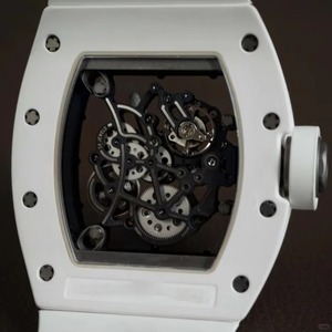 Reloj Deportivo Mecánico con Forma de Tonneau, Caja Blanca Resistente a los Arañazos, Movimiento Totalmente Esqueletizado, Reloj de Lujo Discreto para Hombre - Product Image 2