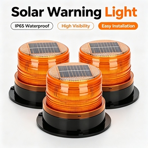 Feux de signalisation routière à LED solaires avec base magnétique puissante, balise stroboscopique pour autoroute, mine, chantier routier, sécurité des véhicules - Product Image 1