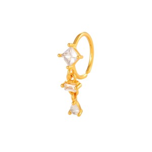 HENGSEN Bijou de <span class=keywords><strong>piercing</strong></span> nasal plaqué or 18 carats avec <span class=keywords><strong>anneau</strong></span> carré en zircon cubique et pendentif goutte d'eau pour femme 164-6 # - Product Image 3