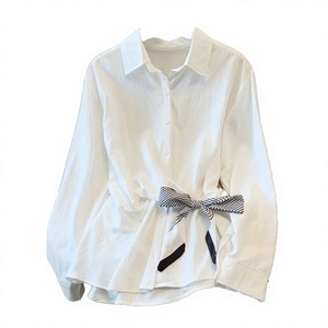 Blusa de Mujer Estilo De Maison 2026, Nueva Moda, Color Sólido Simple, Manga Larga, Transpirable, Tipo Bufanda, Tela Spandex/Algodón - Product Image 2