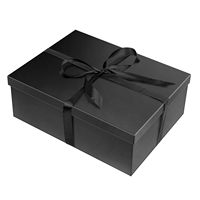 Lussuosa Scatola Regalo in Cartone Rigido Nero con Coperchio e Base, con Fiocco in Nastro di Raso per San Valentino, Compleanno, Confezione Regalo di Alta Qualità