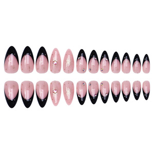 <span class=keywords><strong>Uñas</strong></span> Postizas Acrílicas Hechas a Mano con Diseños Y2K Oscuros, <span class=keywords><strong>Uñas</strong></span> Francesas <span class=keywords><strong>Negras</strong></span> con Estrellas Plateadas y Cristales, Puntas <span class=keywords><strong>de</strong></span> <span class=keywords><strong>Uñas</strong></span> Medianas en Forma <span class=keywords><strong>de</strong></span> Almendra - Product Image 5