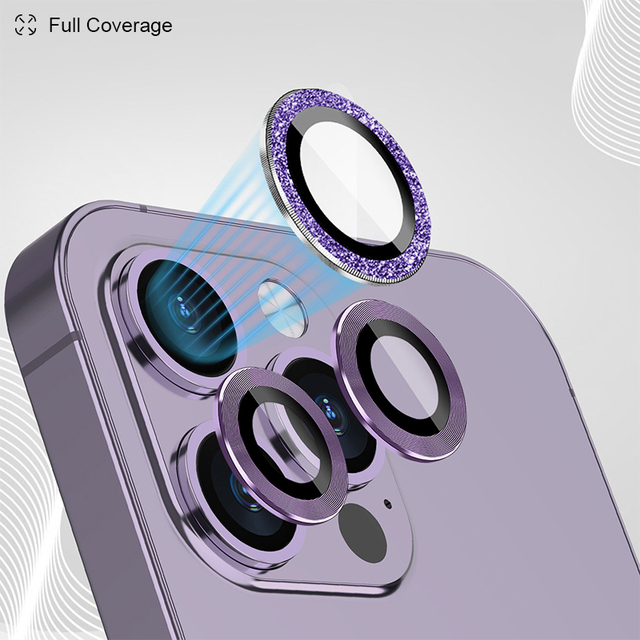 Hot Sale 9H Tempered Glass Phone Screen Protector 3D Glitter Lens Rear Camera Protector for IPhone11 12 13 14 15 16 Pro Max