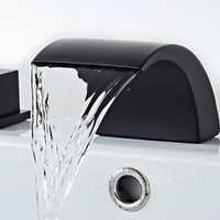 Robinet d'évier de salle de bain noir Robinet de cascade de bassin à 3 trous Baignoire d'eau chaude et froide Robinets mitigeurs de lavabo fendus Ensemble de trois pièces