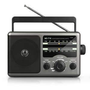 Retro Portable AM/FM Radio with Built-In <b>Speaker</b>, 2000mAh Battery & Tone Control - Product Image 1