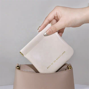 Logo personnalisé beige souple en cuir <span class=keywords><strong>PU</strong></span> grand porte-monnaie pochette pour écouteurs pochette à bijoux mignon pochette en <span class=keywords><strong>PU</strong></span> - Product Image 5
