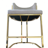 Tabouret de bar contemporain en velours gris, tabourets de bar rembourrés en tissu, tabourets de comptoir, tabourets d'îlot de cuisine avec base en métal doré