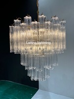 Lustre en verre transparent de Murano Lampes suspendues de plafond rondes modernes pour salle à manger