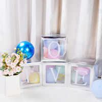 Boîte à ballons transparente holographique irisée BJ260612, cube de ballons personnalisé avec alphabet, pour décoration de mariage et de fête