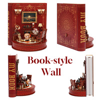 Libro de Teatro DIY: Maqueta de Casa Pequeña, Rompecabezas de Bloques de Madera 3D, Juguete de Libro Vertical, Adornos Decorativos, Regalo Festivo para Todas las Edades