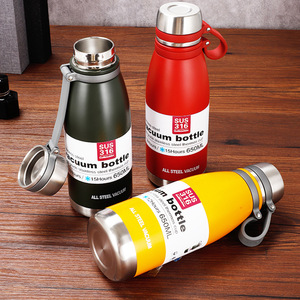 Bouteille isotherme en acier inoxydable 650 ml, bouteille d'eau sportive entièrement en acier, thermos portable pour l'extérieur - Product Image 1