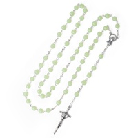 Collier chapelet en plastique vert de haute qualité 6 mm, accessoire religieux triangle Vierge Marie, pendentif croix de Jésus, cadeaux de mode
