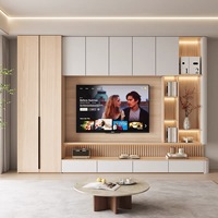 Meuble mural TV pliable moderne et personnalisé avec rangement pour salon - Conception du sol au plafond