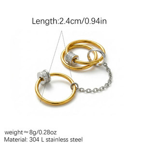 แหวนกันน้ำไม่หมอง 14k 18k ชุบทอง PVD สแตนเลส 316L ประดับเพชรซิคอน แหวนซ้อนกันได้สำหรับผู้หญิง - Product Image 6