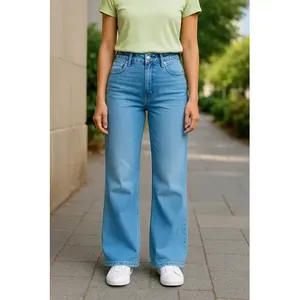 Jeans a Gamba Larga da Donna Adrenaline, Vita Alta, Elasticizzati, Traspiranti, Stile Semplice e alla Moda - Product Image 5