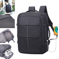 Sac à dos pour ordinateur portable extensible en tissu 1680D de 17,6 pouces avec port de charge USB pour les voyages d'affaires, les trajets domicile-travail, le travail de bureau, sac à dos de jour