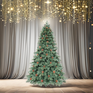 Fabricante Profesional Ofrece Árbol de Navidad Preiluminado con Frutos de Pino, Artesanía Exquisita, Decoración para Exteriores, Servicio OEM/ODM - Product Image 1