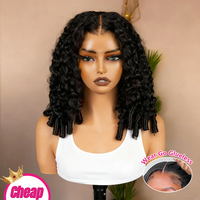 Pelucas al por mayor sin pegamento de cabello humano virgen birmano rizado, talla M, peluca frontal de encaje HD 9*6, con cutícula intacta, para mujeres afroamericanas