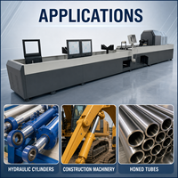 Machine de rodage CNC horizontale pour trous profonds, destinée au finissage de précision des alvéoles internes des tubes en acier de cylindres hydrauliques