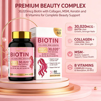 Biotine haute puissance 30 020 mcg avec collagène et vitamines pour la santé des cheveux, de la peau et des ongles, complexe beauté, complément alimentaire en capsules