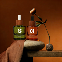 Bouteilles en verre ambré dépoli de luxe personnalisées à épaule plate de 30 ml (1 oz) pour huiles essentielles, flacons compte-gouttes en verre mat pour lotion corporelle