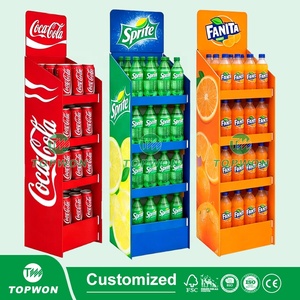 ชั้นวางแสดงกระดาษลูกฟูกสำหรับซูเปอร์มาร์เก็ตผลิตภัณฑ์ไวน์ขวดเบียร์เครื่องดื่มแบบสั่งทำ - Product Image 3