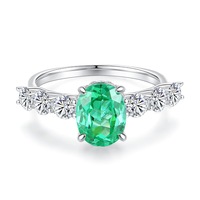 Anillo de Plata de Ley 925 con Piedra Preciosa, Anillo Cuadrado de Circonita Esmeralda, Estilo Clásico de Anillo de Compromiso y Boda de Plata de Ley 925