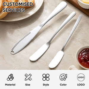 304 Stainless Steel Butter Knife with Serrated Edge, Mirror Polished Cheese Spreader for Commercial <b>Kitchen</b> <b>Gadgets</b> & Bakery - Product Image 2
