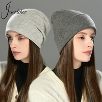 Jxwatcher Bonnets en cachemire tricotés doux et chauds pour l'hiver, à double couche, style décontracté, pour hommes et femmes, avec logo personnalisé