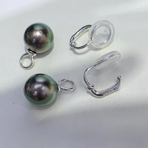 Accesorios de Perlas DIY, Bandeja Vacía para Pendientes de Plata S925 con Cuentas Redondas de 9-13 mm, Clip para Oreja de Joyería de Plata de Moda, Accesorio 22558DIY - Product Image 2