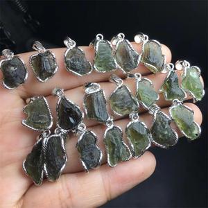 Natural High Quality Healing Czech <strong>Moldavite</strong> Gemstone Crystal Pendant 925 Sliver Crystal <strong>Necklace</strong> for Decorations Craft Gift - Product Image 4