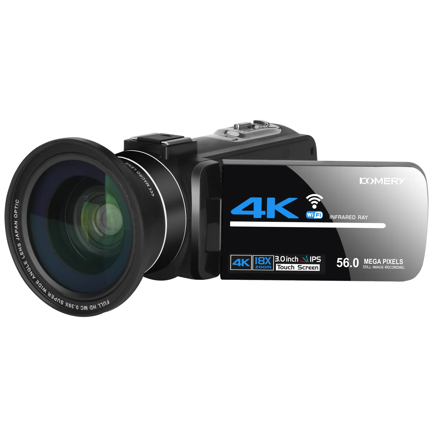 Digital Video Camera 4K WiFi IR Night Vision 18X Zoom Camcorder Stereo Microphone Camera Photography Digital Video Recorder