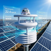 Solution de surveillance environnementale pour centrale solaire WIFI 4G GPRS LORA LORAWAN RS485 Modbus Système de station météo compacte 8 en 1