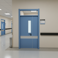 Portes d'hôpital à battants manuels, personnalisables en couleur et en taille, pour cliniques médicales et salles de patients, avec fenêtre en traversée et lanterneau.